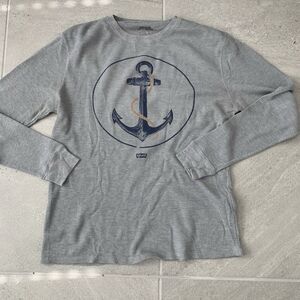 Levi Gray Waffle knit Anchor Graphic T-Shirt Size L